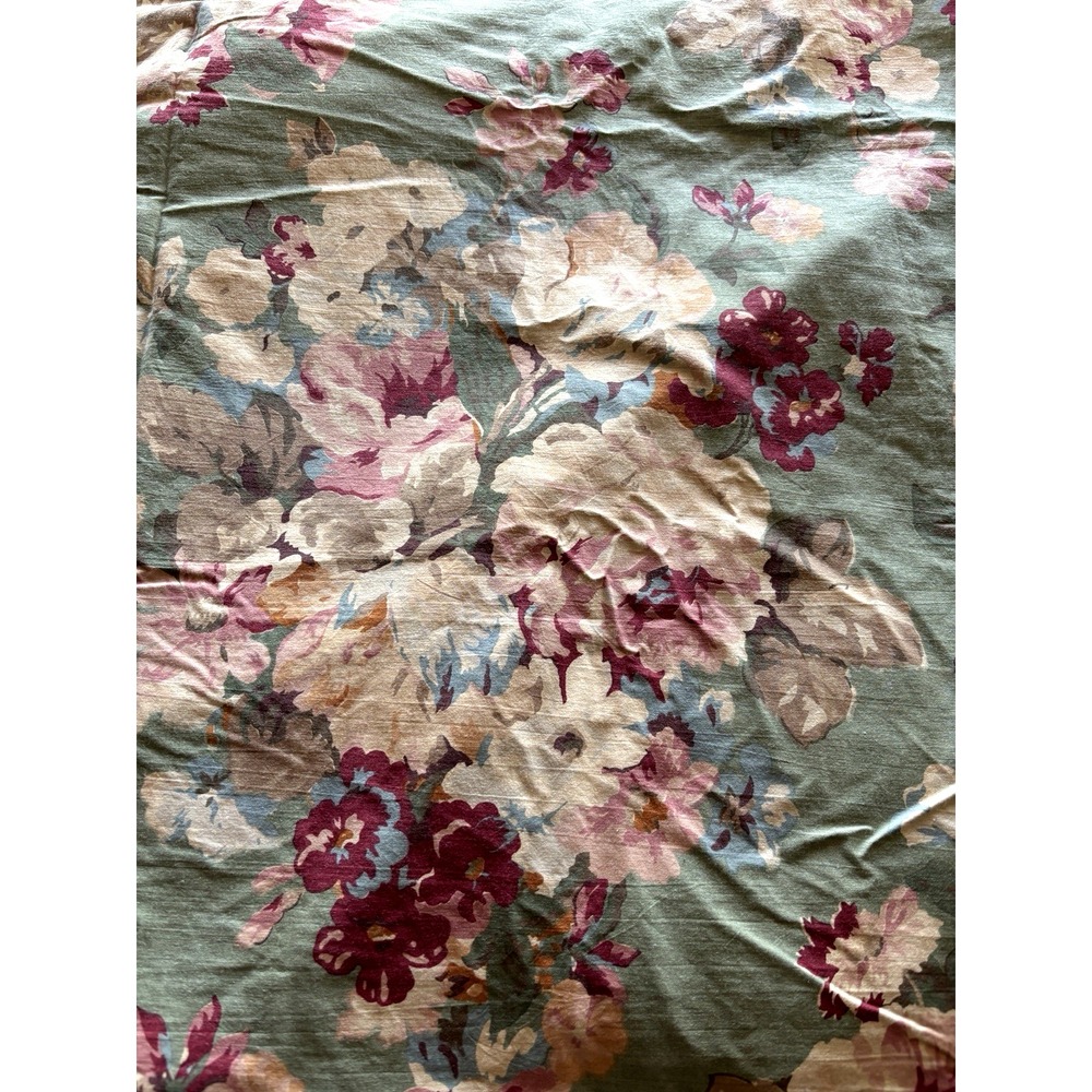 Vintage Ralph Lauren Melanie Twin Flat Sheet Green Cottage Floral Cotton USA
